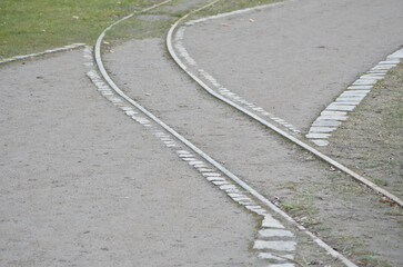 Obraz premium railway crossing a walking path