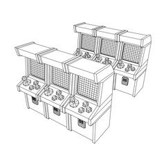 Arcade retro game machine. Wireframe low poly mesh