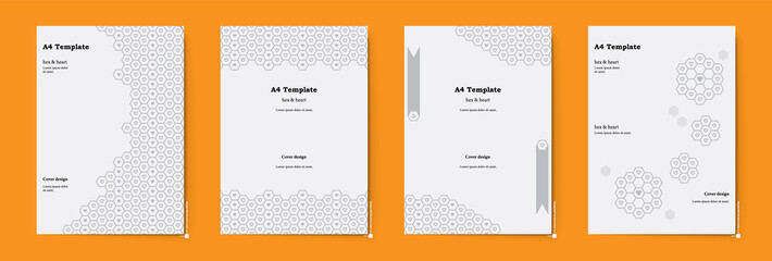 A4 template design is a gray hexagon. brochure used to present business on digital web graphics.