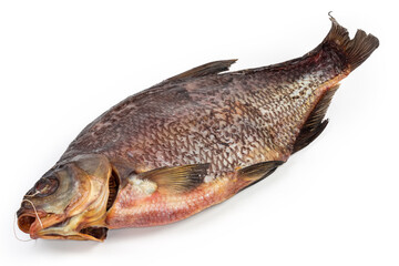 Salted and dried bream on a white background