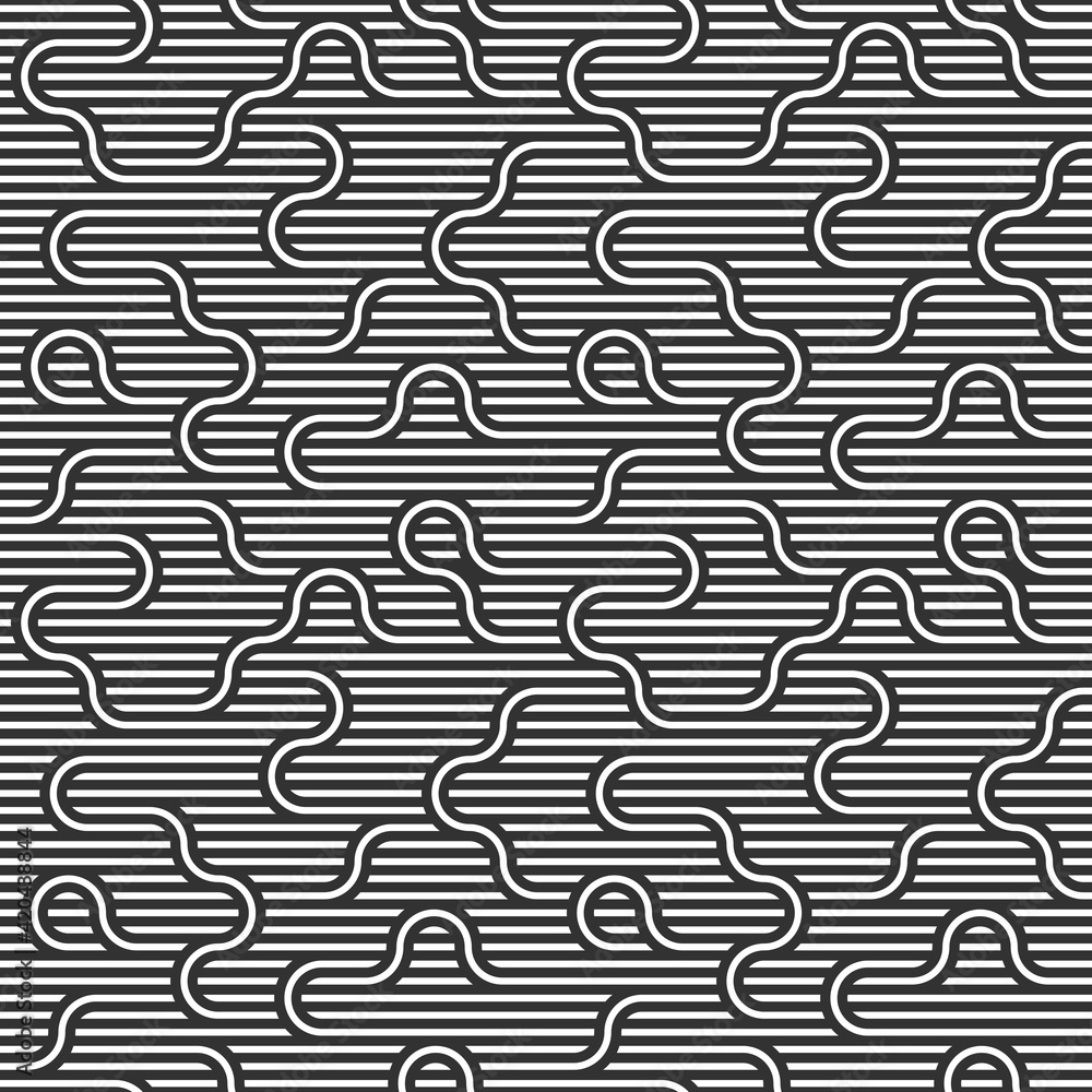 Poster seamless linear vector geometric minimalistic pattern, abstract lines tiling background, stripy weav