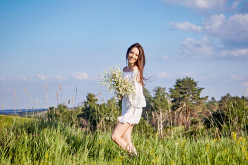 girl with a bouquet of flowers