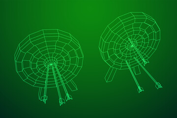 Archery target. Arrows hit round target goal concept