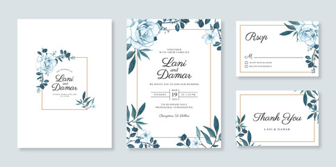 Fototapeta na wymiar Wedding card invitations set with watercolor floral