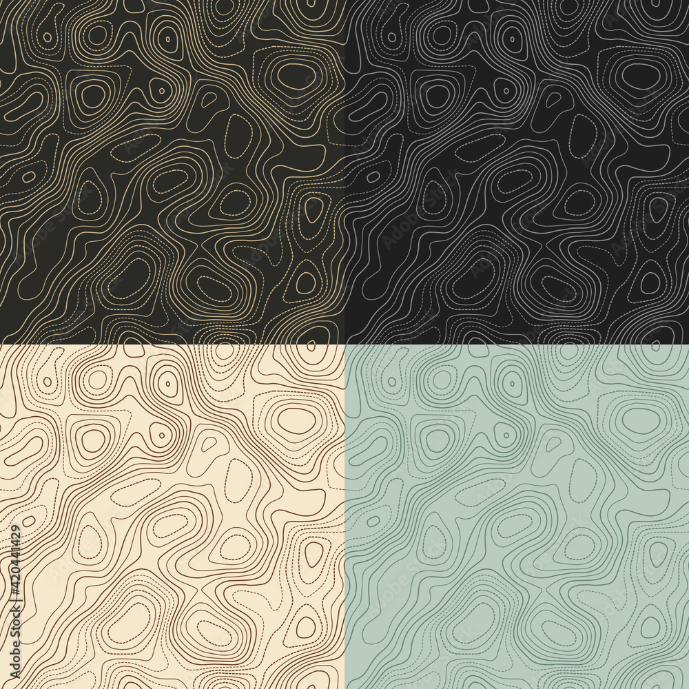 Poster topography patterns. seamless elevation map tiles. artistic isoline background. neat tileable patter