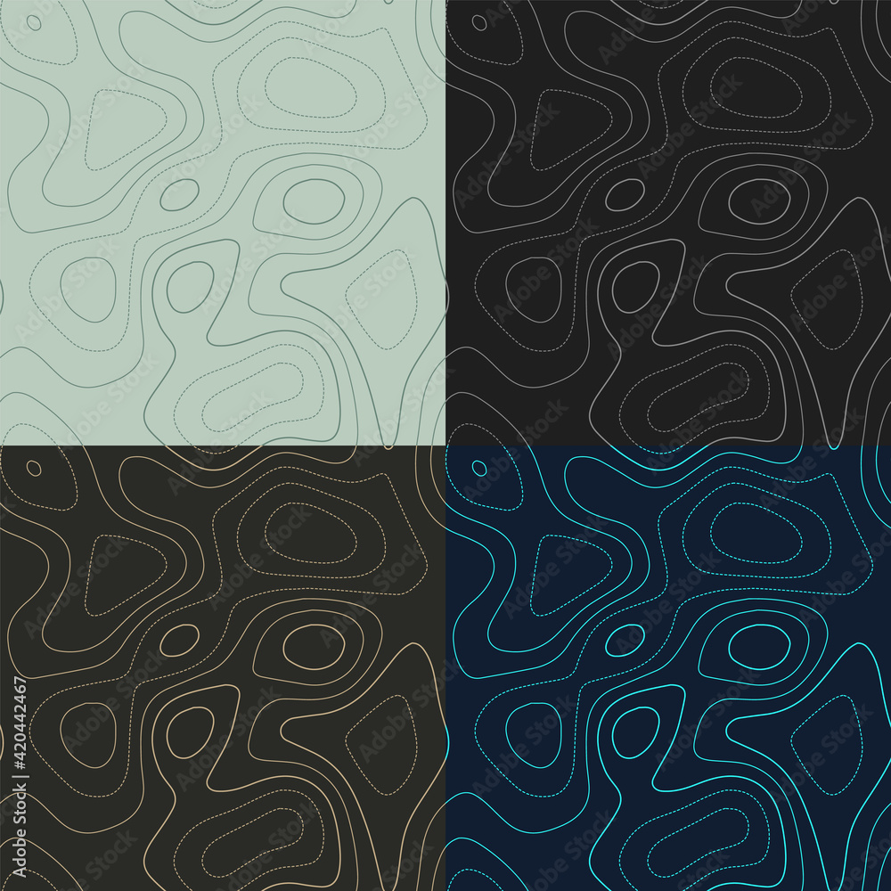 Poster topography patterns. seamless elevation map tiles. beautiful isoline background. elegant tileable pa