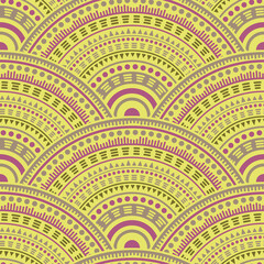 Ethnic circle shapes seamless geometric pattern.