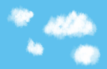  Realistic  white  smoke cloud in the blue sky.