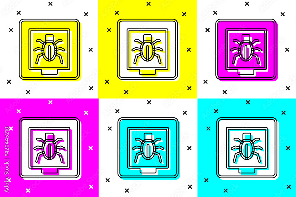 Poster set insects in a frame icon isolated on color background. herbarium. vector