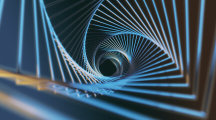 Obraz premium Abstract modern backdrop with view from the top on steel spokes spiral