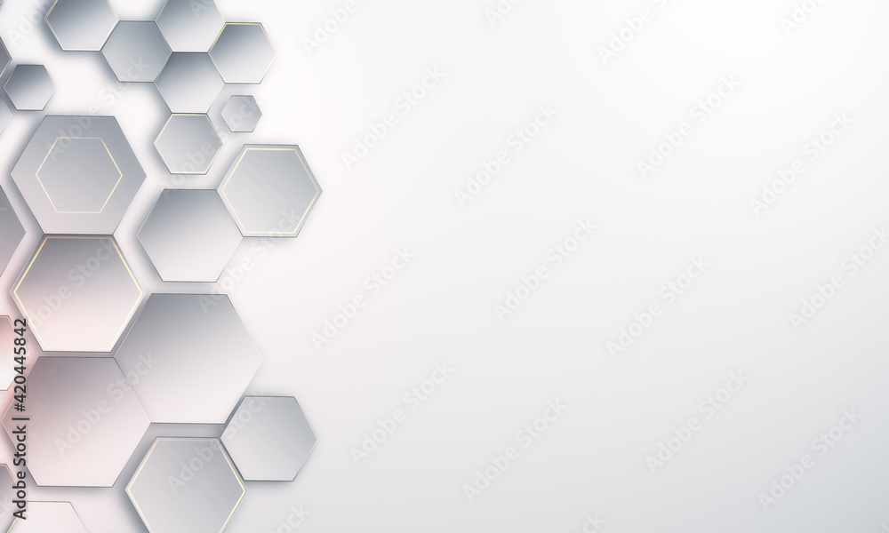 Poster abstract geometrical hexagon cells with gradient on blank light wallpaper