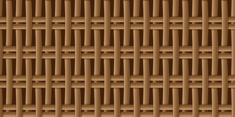 Decorative wooden textured basket weaving background. Seamless woven vector pattern