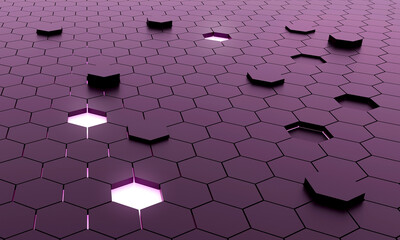 Triangular abstract background, Grunge surface, pink light, 3d Rendering