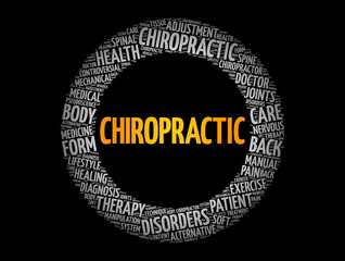 Chiropractic word cloud collage, concept background