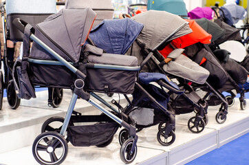 Baby pushchairs for sale in the store