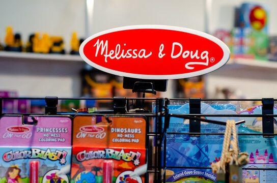 Kyiv, Ukraine - March 10, 2021: Melissa and Doug toys for sale in the store