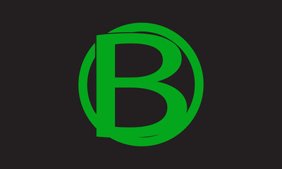 modern unique minimalist logo B and a round circle in the shape of a neon monogram