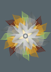 Abstract delicate flower on a gray background for design.3D