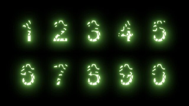 Green numbers shimmer on a black background