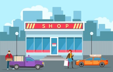 Street store building view illustration