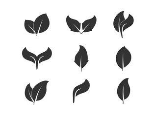 Eco, green, leaves icon set. Vector illustration.