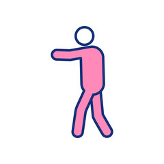 Sleepwalking RGB color icon. Behavior sleep disorder. Somnambulism. Extreme fatigue. Mental health condition. Sleep and wakefulness combination. Psychological distress. Isolated vector illustration