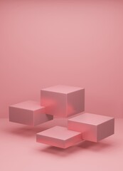 Display pedestal cube box geometric square product stand blank empty space podium stage showcase mock up boxes design presentation cosmetic template backdrop studio abstract background . 3d render.
