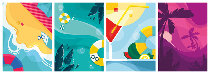 Collection of summer posters. Flyer templates in flat design. © KurArt