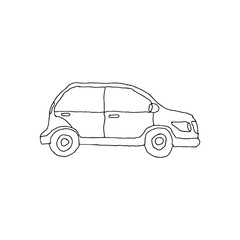 Passenger car key line different sides. Vector illustration