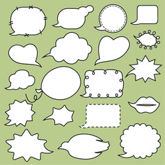 set of speech bubbles, sticker for chat symbol, label, tag or dialog word, set of comic speech bubbles on transparent background