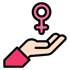 Hand with female gender symbol icon, Feminism related vector