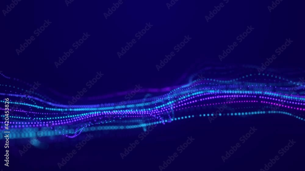 Poster digital moving wave. futuristic illustration with explosion of data. abstract background with glowin