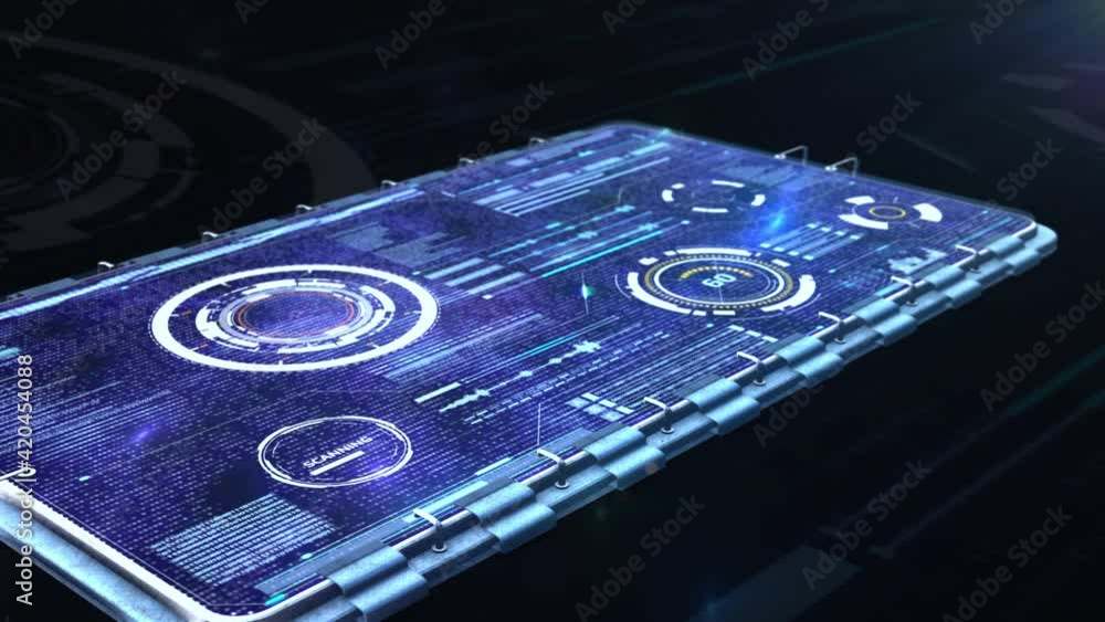 Poster HUD Futuristic 3D Cyberspace Display Digital Data Infographic Element. 