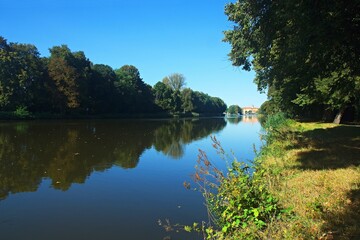 Czech Republic - view of the river Elbe and castle in the city of Podebrady