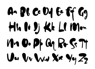 Hand drawn cartoon Abc alphabet. English doodle font.
