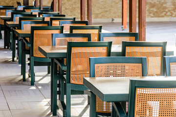 Chairs and tables in a cozy street cafe