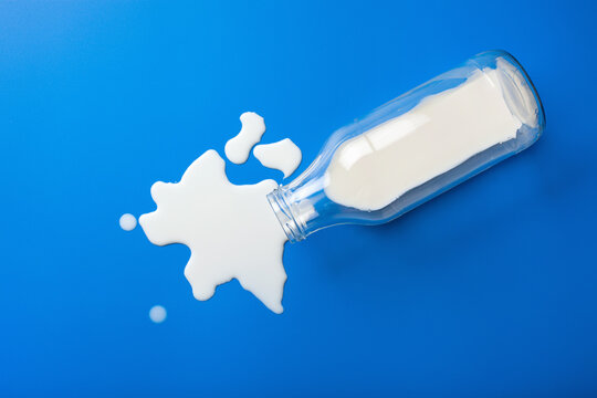 Bad Milk Lactose Intolerance Allergy. Milk Bottle Splatter. Avoid Dangerous Dairy