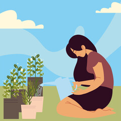 woman gardening plants