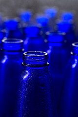 Blue glass bottles