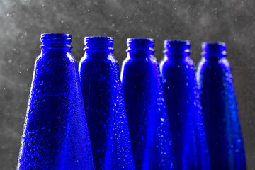 Blue glass bottles