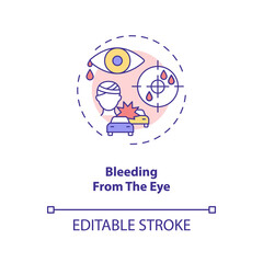 Bleeding from the eye concept icon. Emergency eye exam reasons. Caused by small broken blood vessel idea thin line illustration. Vector isolated outline RGB color drawing. Editable stroke
