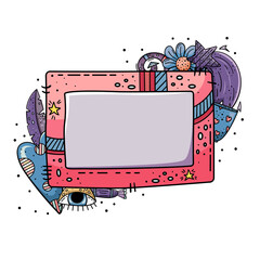 Vector doodle frame for design. Creative doodle illustrations. Template with a place for text.