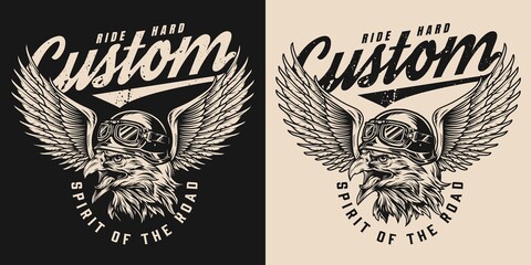 Custom motorcycle monochrome emblem © DGIM studio