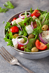 tomato salad with brie cheese olives onion lettuce