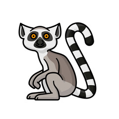 Cute Ring-tailed Lemur cartoon character isolated vector illustration for Lemur Day on October 29
