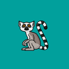 Cute Ring-tailed Lemur cartoon character vector illustration for Lemur Day on October 29