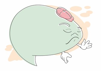 Cute emoji character in the form of a speech bubble. Speech bubble for sad and bad messages.