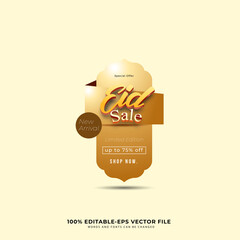 Set Ramadan Kareem Label sale banner, sticker, badge, ads pop up banner. Special offer Eid Sale Limited Edition Only Today. Islamic promotion vector illustration with realistic and Luxury style