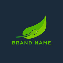 natural restaurant food logo with spoon and leaf combination symbol