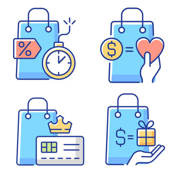 Special gift and reward buyers chalk white icons set on black background. Charity and loyalty programs. Cashback and cost reduction. Buyers and customers. Isolated vector chalkboard illustrations